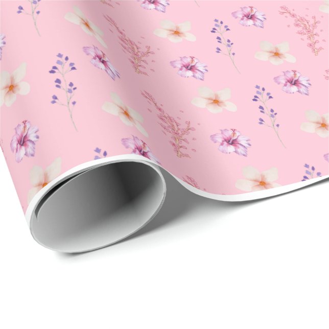 Elegant Pastel Pink Floral Ditsy Pattern Wrapping  Paper (Roll Corner)
