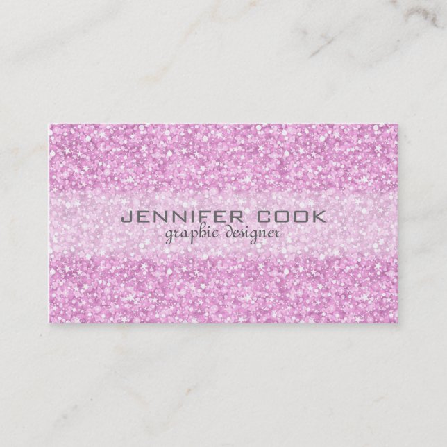 Elegant Pastel Pink Glitter & Sparkles Business Card (Front)