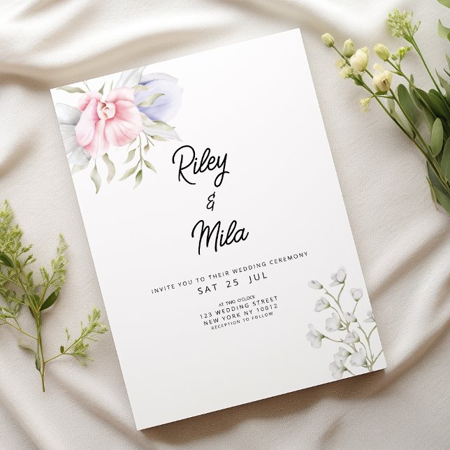 Elegant pastel pink mint lilac flower Wedding Invitation (Elegant pastel pink mint lilac flower Wedding )