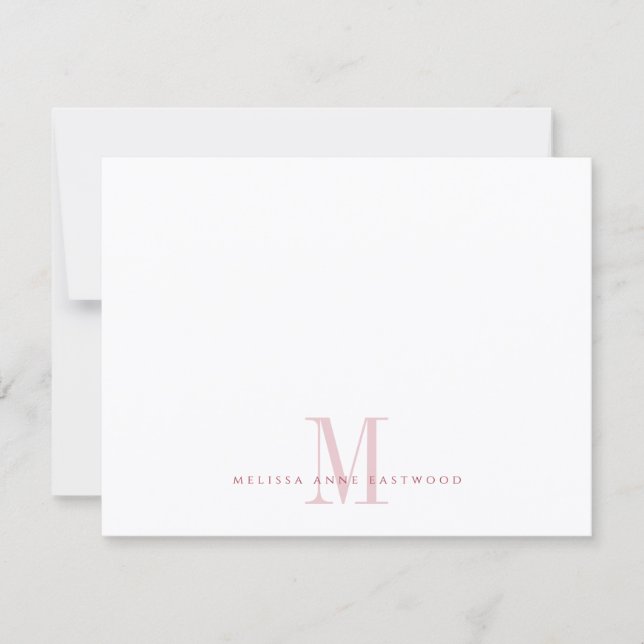 Elegant Pastel Pink Monogram  Card (Front)