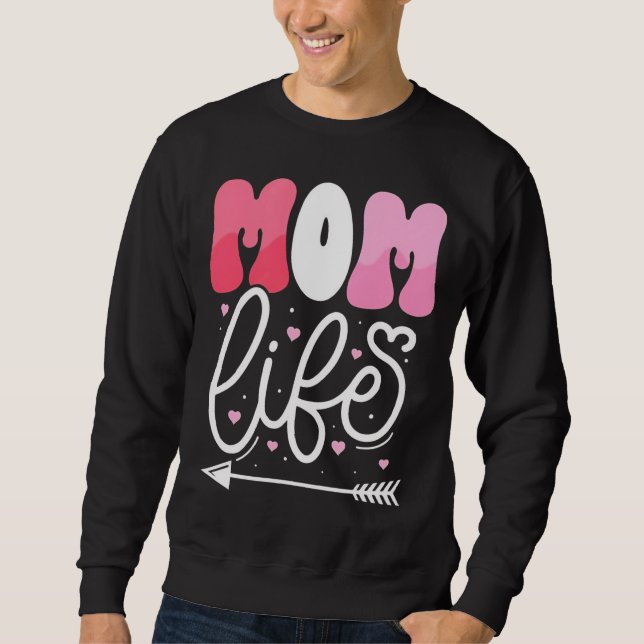 Elegant Pastel Pink Mum Life Script Design Sweatshirt (Front)