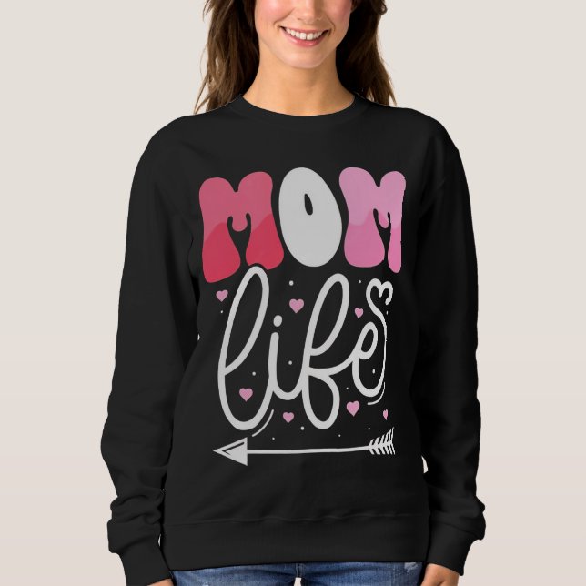 Elegant Pastel Pink Mum Life Script Design Sweatshirt (Front)