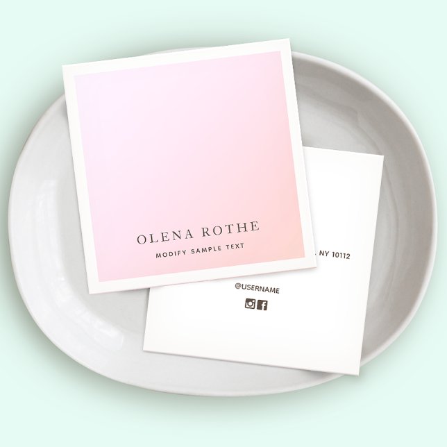 Elegant Pastel Pink Ombre Square Calling Card (Creator Uploaded)