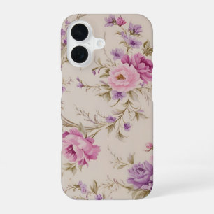 Elegant Pastel Pink & Purple Garden Blooms iPhone 16 Case