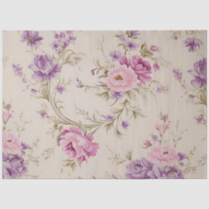 Elegant Pastel Pink & Purple Garden Blooms Tissue Paper