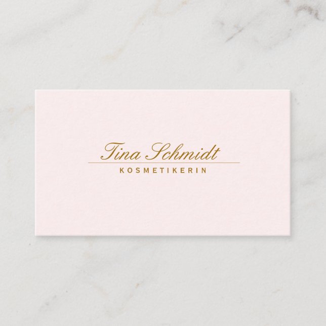 Elegant Pastel Pink Simple Beauty Script Business Card (Front)