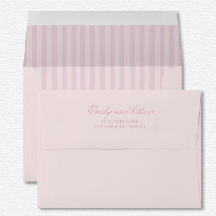 Elegant Pastel Pink Tone On Tone Stripes Wedding  Envelope