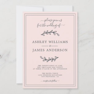 Elegant Pastel Pink Wedding invitation