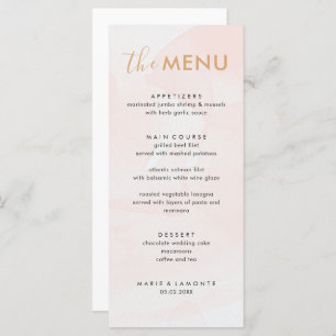 Elegant Pastel Pink Wedding  Menu