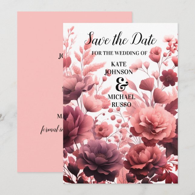 Elegant Pastel Pink Wedding Save The Date Card (Front/Back)