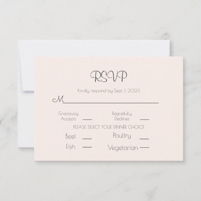 Elegant Pastel Pink Wedding Simple RSVP Card (Front)