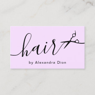 Elegant pastel purple & black scissors hairstylist business card