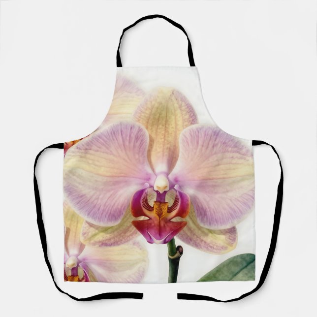 Elegant Pastel Purple Orchid Bloom Apron (Front)