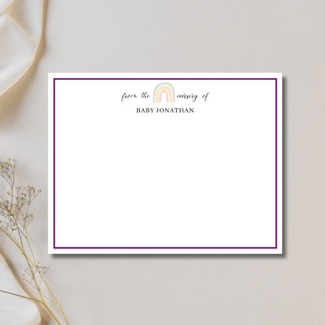Elegant Pastel Rainbow Purple Border Note Card (Creator Uploaded)