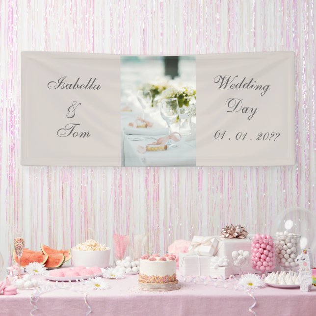 Elegant Pastel Romantic Wedding Table  Banner (Party)