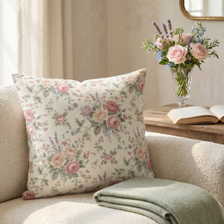 Elegant Pastel Roses Shabby Chic Cushion