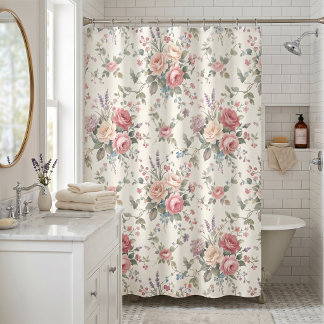 Elegant Pastel Roses Shabby Chic Shower Curtain