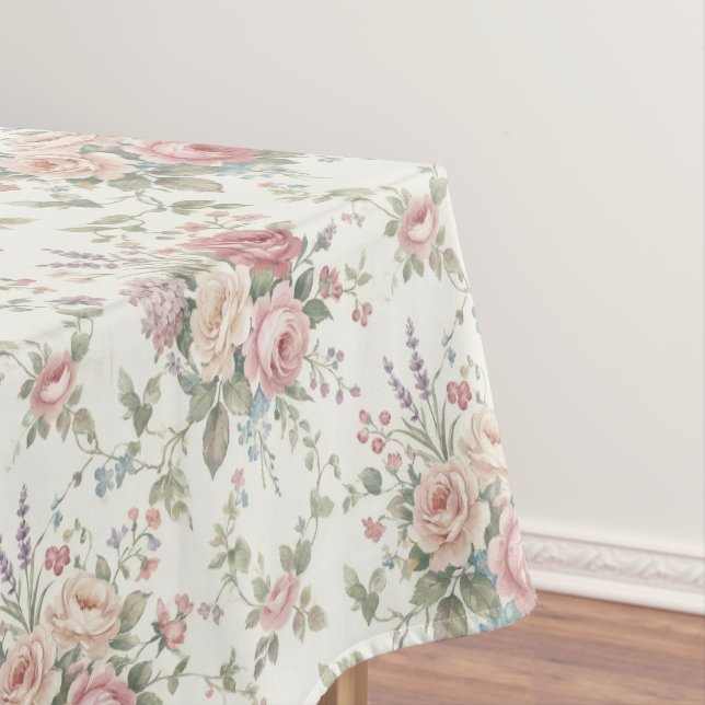 Elegant Pastel Roses Shabby Chic Tablecloth (In Situ)
