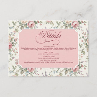 Elegant Pastel Roses Shabby Chic Wedding Enclosure Card