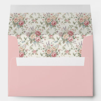 Elegant Pastel Roses Shabby Chic Wedding Envelope