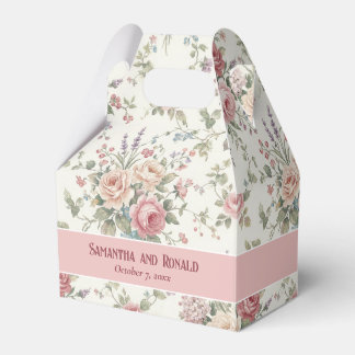 Elegant Pastel Roses Shabby Chic Wedding Favour Box