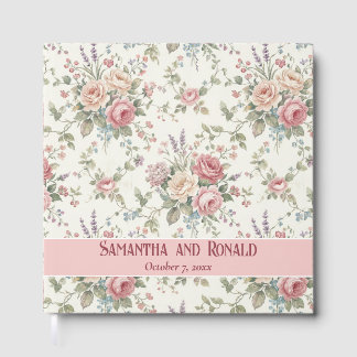 Elegant Pastel Roses Shabby Chic  Wedding Guest Book