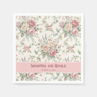 Elegant Pastel Roses Shabby Chic Wedding  Napkin