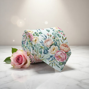 Elegant Pastel Seamless Floral Pattern Tie