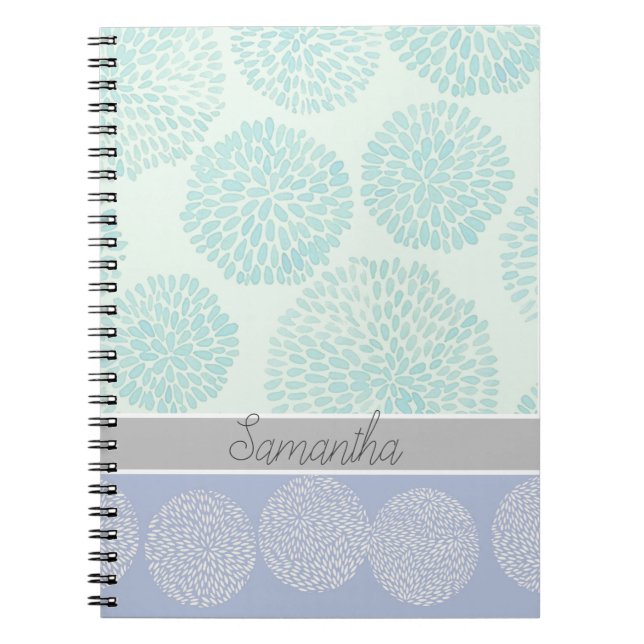 Elegant Pastel Shades of Blue Pattern Personalised Notebook (Front)