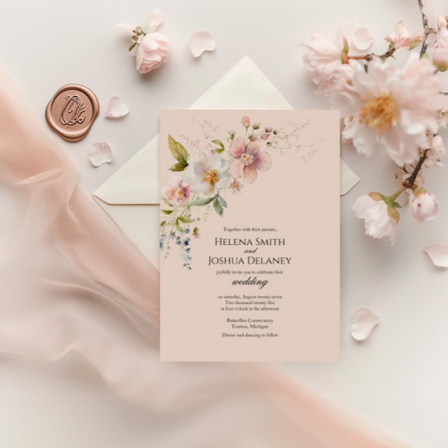 Elegant Pastel Spring Floral Wedding Card (Creator Uploaded)