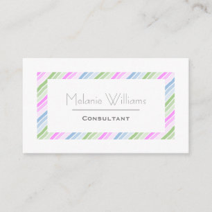 Elegant Pastel Stripes White Border Professional Business Card