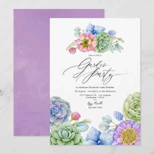 Elegant Pastel Succulent Garden Party Invitation
