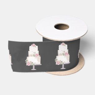 Elegant Pastel Three Tier Cake Satin Ribbon