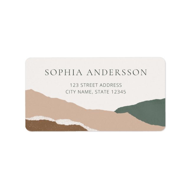 Elegant Pastel Torn Edge Landscape Return Address Label (Front)
