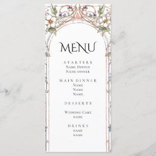 Elegant Pastel Vintage Floral Arch Wedding  Menu