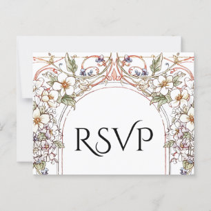 Elegant Pastel Vintage Floral Arch Wedding RSVP Postcard