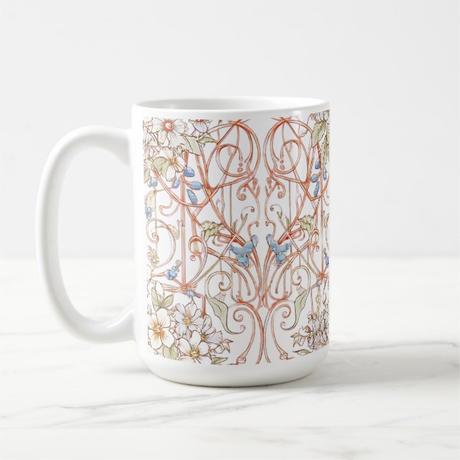 Elegant Pastel Vintage Floral  Coffee Mug (Left)