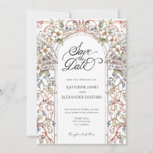 Elegant Pastel Vintage Wedding Save The Date Invitation