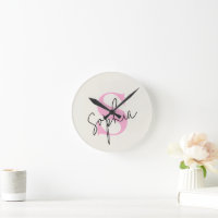 Elegant Pastel Wall Clock with Custom Name
