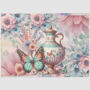 Elegant Pastel Watercolor Butterflies Decoupage Tissue Paper