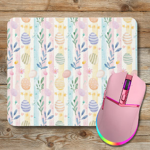 Elegant Pastel Watercolor Easter Stripes Eggs Mouse Pad