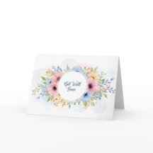 Elegant Pastel Watercolor Floral "Get Well Soon"