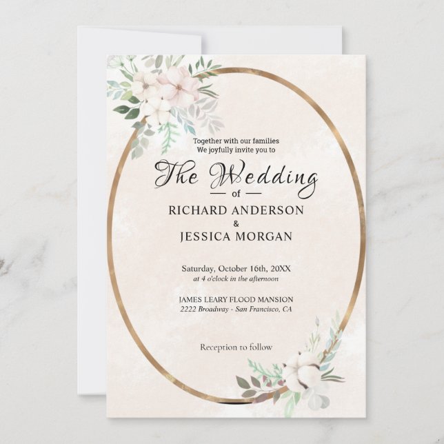 Elegant Pastel Watercolor Floral  Invitation (Front)