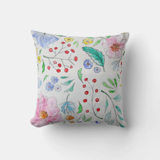 Elegant Pastel Watercolor Floral PatteThrow Pillow