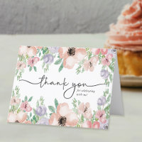 Elegant Pastel Watercolor Floral Thank You Card