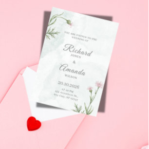 Elegant Pastel Watercolor Floral Wedding Invitation