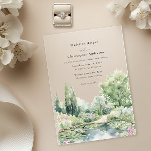 Elegant Pastel Watercolor Garden Wedding Acrylic Invitations