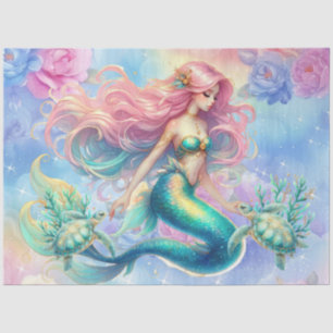 Elegant Pastel Watercolor Mermaid Decoupage Tissue Paper