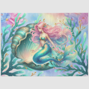 Elegant Pastel Watercolor Mermaid Decoupage Tissue Paper