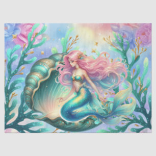 Elegant Pastel Watercolor Mermaid Decoupage Tissue Paper